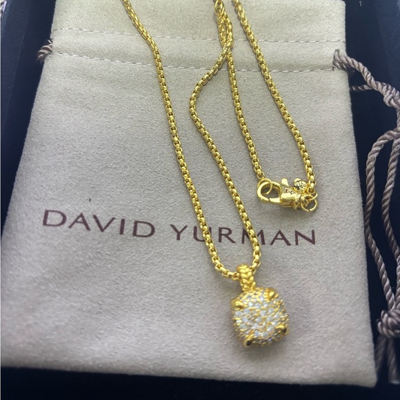 David Yurman Jewelry - David Yurman Gold Pavé Cushion Pendant